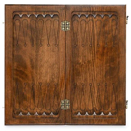 Carved "Edelweiss" game set (chess, backgammon and checkers) with a pen