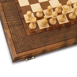 Carved "Edelweiss" game set (chess, backgammon and checkers) with a pen
