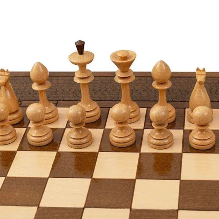 Carved "Edelweiss" game set (chess, backgammon and checkers) with a pen