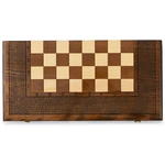 Carved "Edelweiss" game set (chess, backgammon and checkers) with a pen