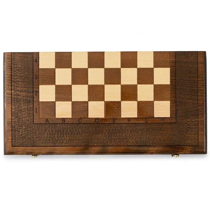 Carved "Edelweiss" game set (chess, backgammon and checkers) with a pen