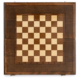 Carved "Edelweiss" game set (chess, backgammon and checkers) with a pen