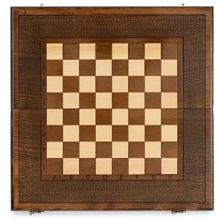 Carved "Edelweiss" game set (chess, backgammon and checkers) with a pen