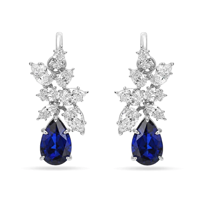 Серьги из серебра с синтетическими сапфирами