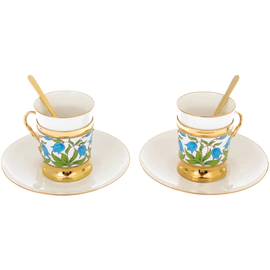 Silver coffee set "Bells" with gilt, for 2 persons
