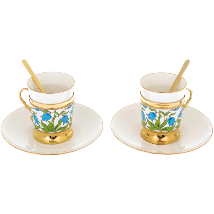 Silver coffee set "Bells" with gilt, for 2 persons