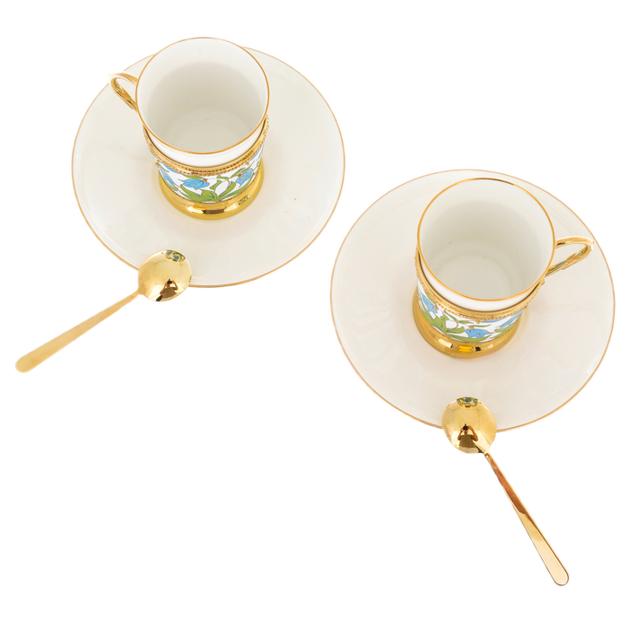 Silver coffee set "Bells" with gilt, for 2 persons