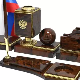 Настольный набор из обсидиана "Дипломат"