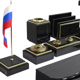 Настольный набор из обсидиана "Георгий Победоносец"