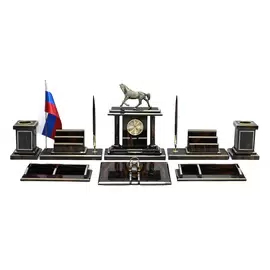 Настольный набор из обсидиана "Конь"