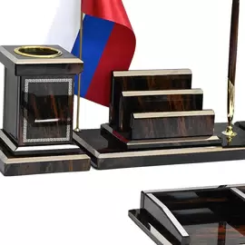 Настольный набор из обсидиана "Конь"