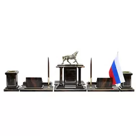 Настольный набор из обсидиана "Конь"