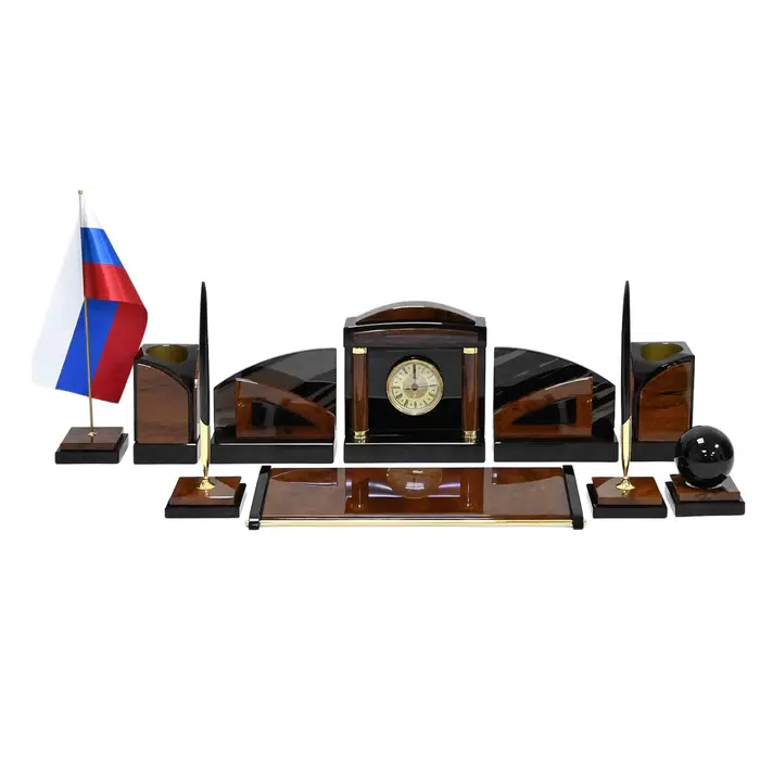Настольный набор из обсидиана "Вернисаж"