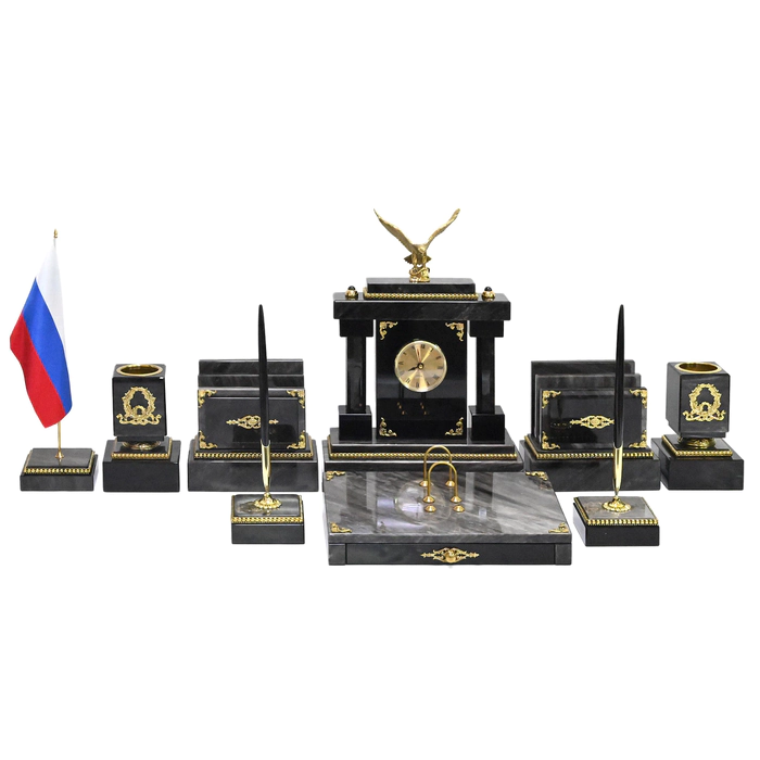 Настольный набор из обсидиана "Орел"