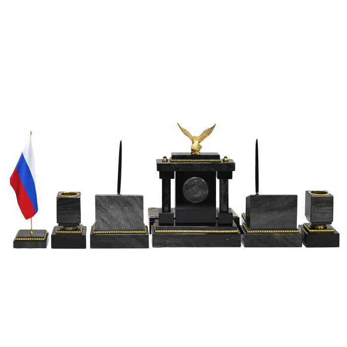 Настольный набор из обсидиана "Орел"