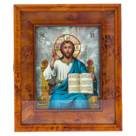 Wedding icon "Savior" with stained glass enamels