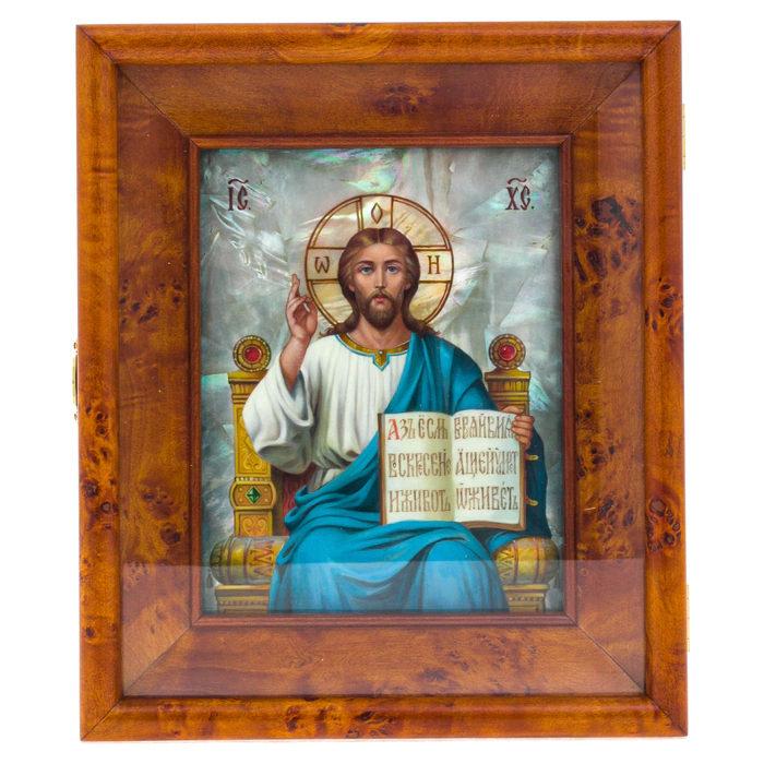 Wedding icon "Savior" with stained glass enamels