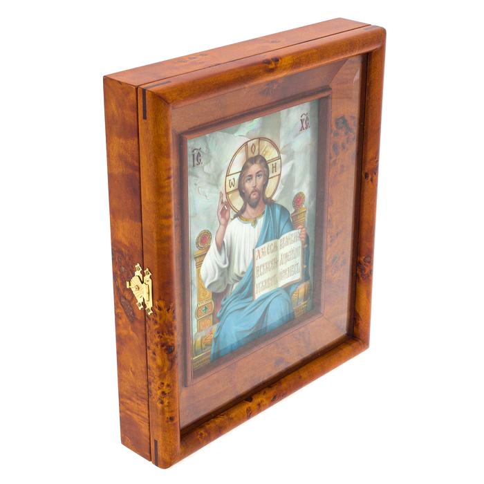 Wedding icon "Savior" with stained glass enamels