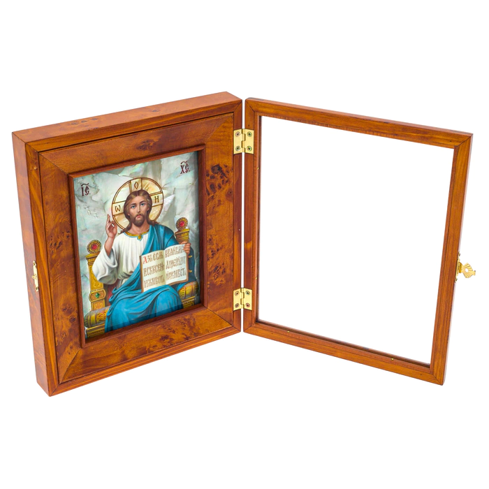 Wedding icon "Savior" with stained glass enamels