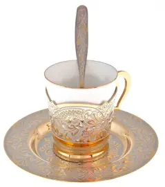 Кофейный набор "Золотой цветок" Златоуст