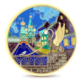 Тарелка декоративная "Банковский мост" (серебро, эмаль)
