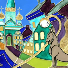 Тарелка декоративная "Банковский мост" (серебро, эмаль)