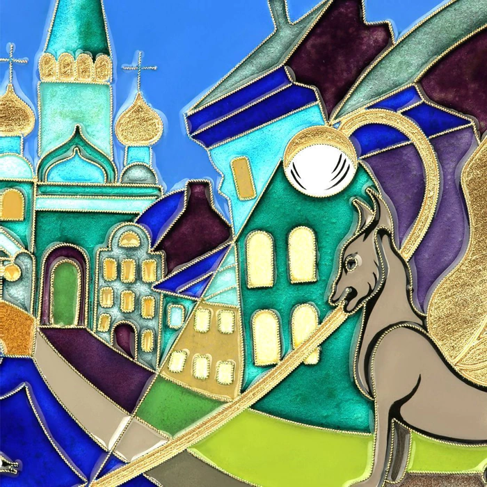 Тарелка декоративная "Банковский мост" (серебро, эмаль)