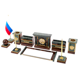 Настольный набор из мрамора и обсидиана "Идеал"
