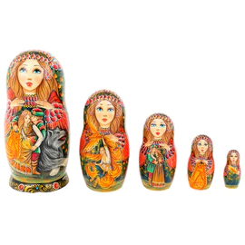 Матрешка на 5 мест "Жар-птица" 20 см