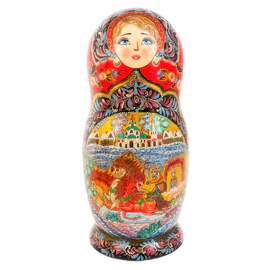 Матрешка на 10 мест "Букет. Зимняя" 37 см
