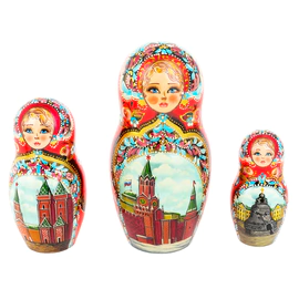 Матрешка на 10 мест "Букет. Зимняя Москва" 32 см