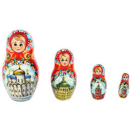 Матрешка на 10 мест "Букет. Зимняя Москва" 32 см