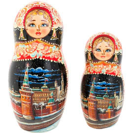 Матрешка на 5 мест "Букет. Ночная Москва" 20 см
