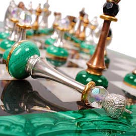 Chess table made of malachite "Knight's move"