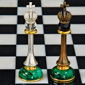 Chess table made of malachite "Knight's move"