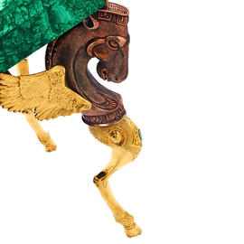 Chess table made of malachite "Knight's move"