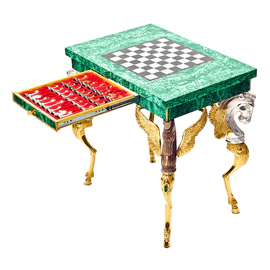 Chess table made of malachite "Knight's move"