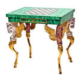 Chess table made of malachite "Knight's move"
