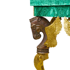 Chess table made of malachite "Knight's move"