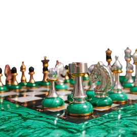 Chess table made of malachite "Knight's move"