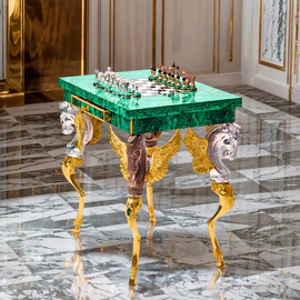 Chess table made of malachite "Knight's move"