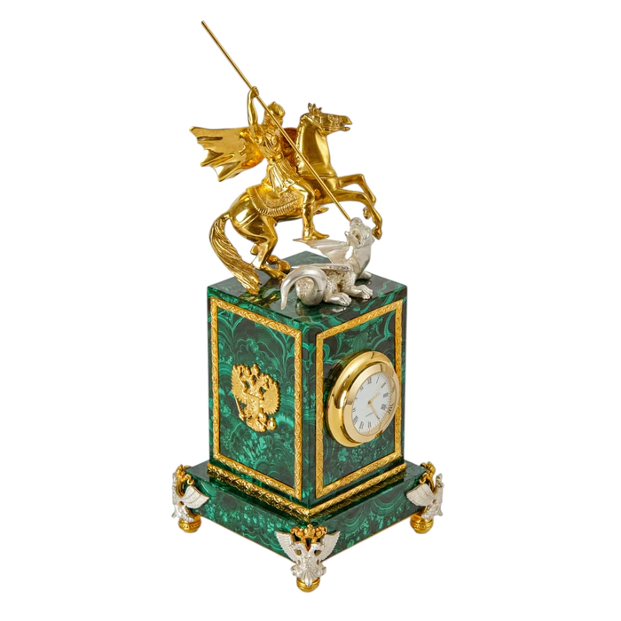 Malachite clock "George the Victorious"