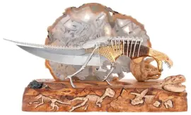 Нож с подставкой "Конец эры динозавров" Златоуст