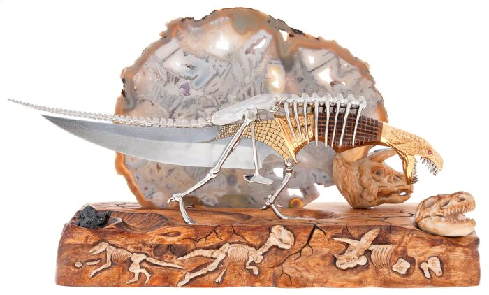Knife with stand "The end of the age of dinosaurs" Zlatoust