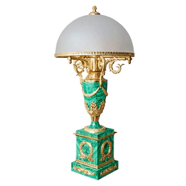 Empire table lamp made of malachite