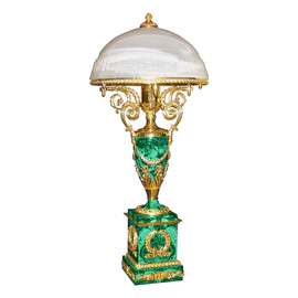 Empire table lamp made of malachite