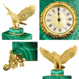 Malachite watch with an eagle