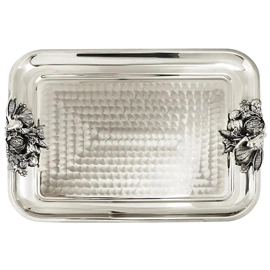 Silver-plated tray with overlays "Vegetables" copper, forged
