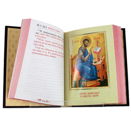 The leather-bound book "The Holy Gospel"