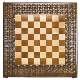 Carved chess, backgammon and checkers made of beech "Interlacing"